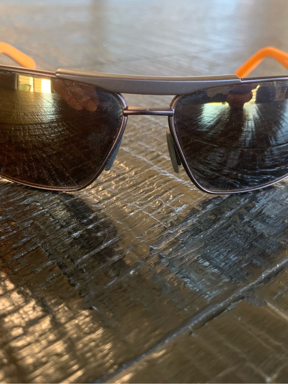Maui Jim Keanu MJ 271-01M Orange Temple Brown Lens Aviator Sunglasses